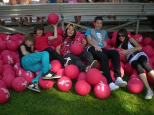 Jersey Kidz lounging in the Cartoon Network kickballs before the show at Pierce!